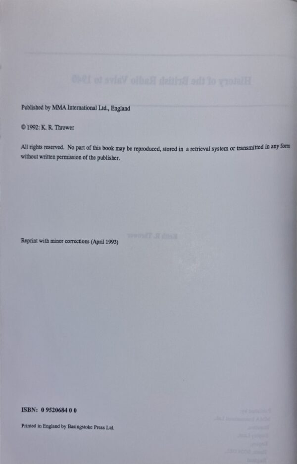 History Of The British Radio Valve TO 1940