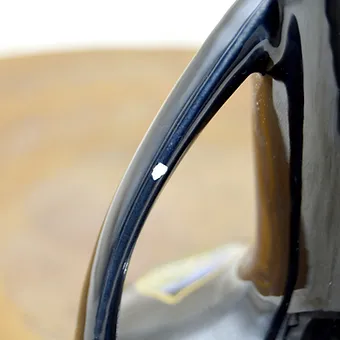 Carafe Sarreguemines France Noir Vernie Décor Feuille D'or Peint à La Main