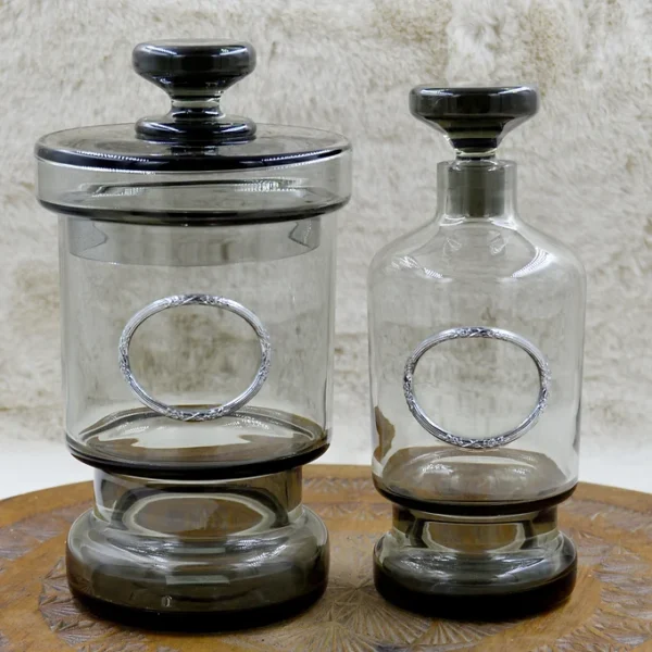 Set de salle de bain en verre fumé 4 Pièces