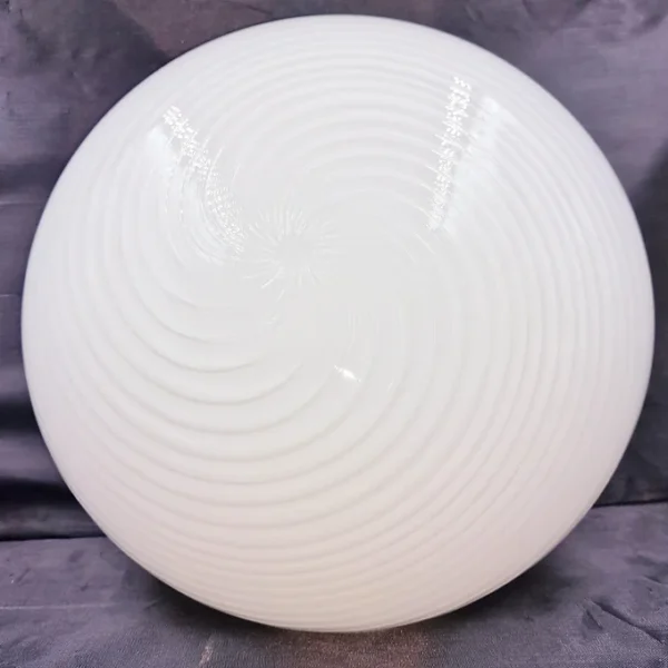 Plafonnier Vintage 1970 En Verre Murano Blanc 32 cm