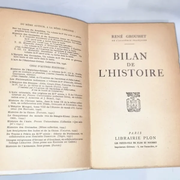 Bilan De L'histoire. - Grousset Renè – 1946