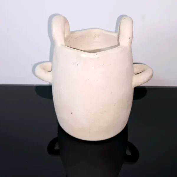 Cruche / pot / vase à oreilles en céramique blanche 21cmX16cm