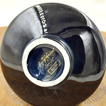 Carafe Sarreguemines France Noir Vernie Décor Feuille D'or Peint à La Main