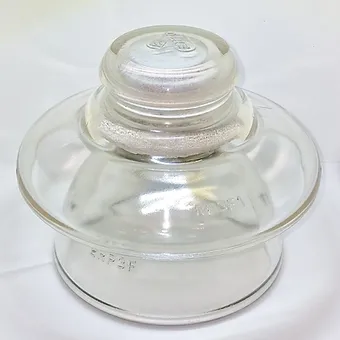 Ancien Isolateur électrique en verre épais blanc