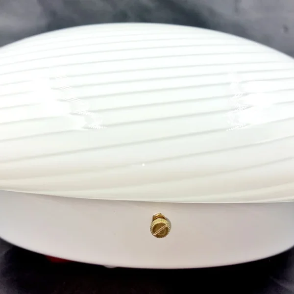 Plafonnier Vintage 1970 En Verre Murano Blanc 32 cm