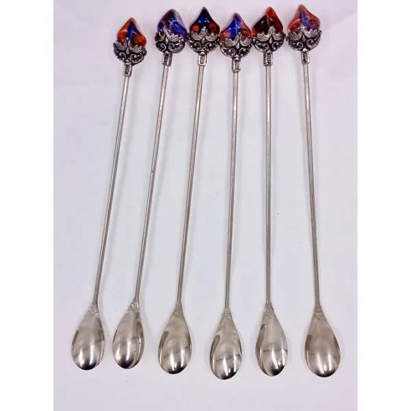 Set of 6 coffee/tea/ice cream/cocktail spoons... with a 23.5 cm resin handle