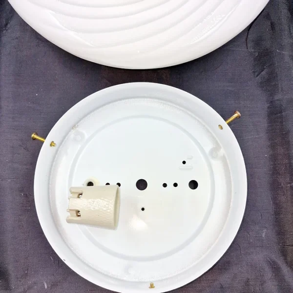 Plafonnier Vintage 1970 En Verre Murano Blanc 32 cm