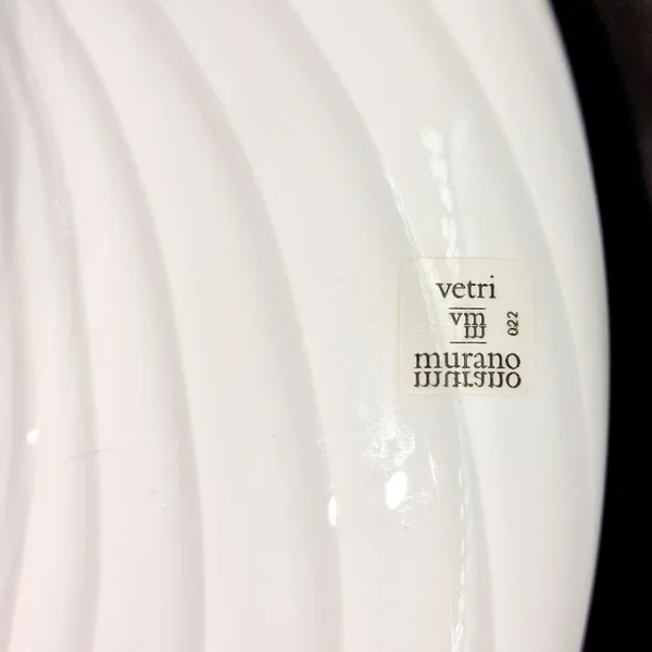 Plafonnier Vintage 1970 En Verre Murano Blanc 32 cm