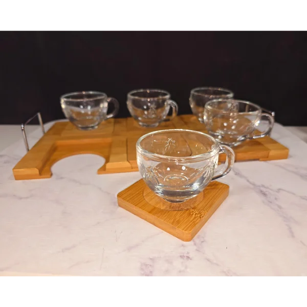 Plateau de service à café / Apéritif en bois exotique fournie sans les tasses