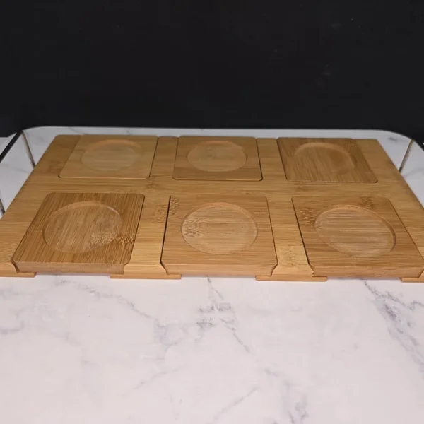 Plateau de service à café / Apéritif en bois exotique fournie sans les tasses