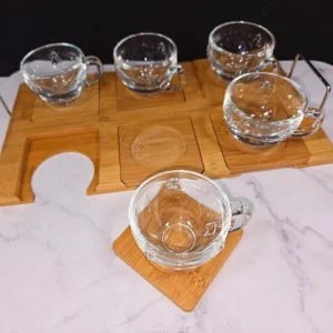 Plateau de service à café / Apéritif en bois exotique fournie sans les tasses