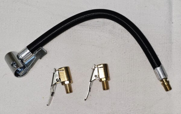 Tuyau 20cm + 2 embouts adaptateurs de valves pour gonflage pneus