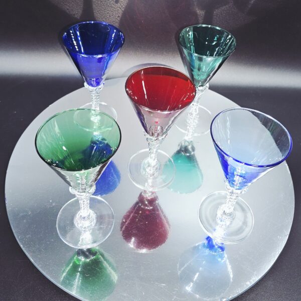 Lot 5 verres de Murano 1950 13x7cm