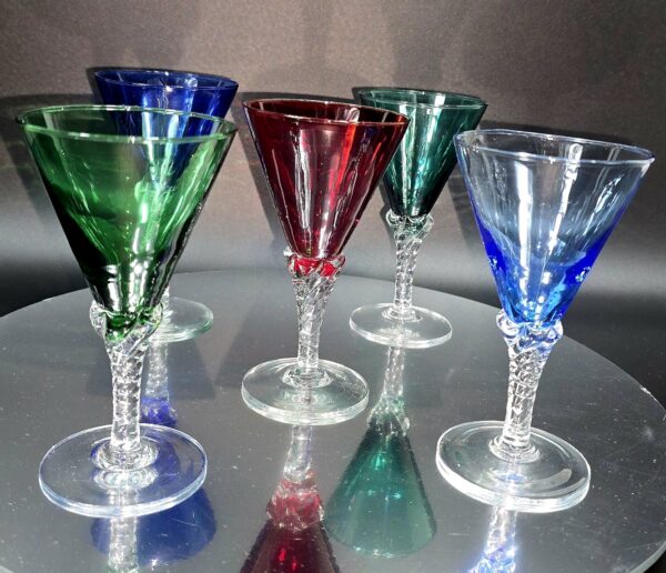 Lot 5 verres de Murano 1950 13x7cm