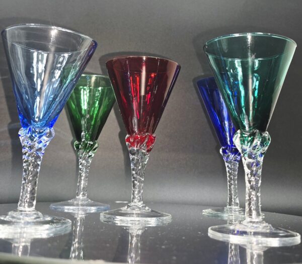 Lot 5 verres de Murano 1950 13x7cm