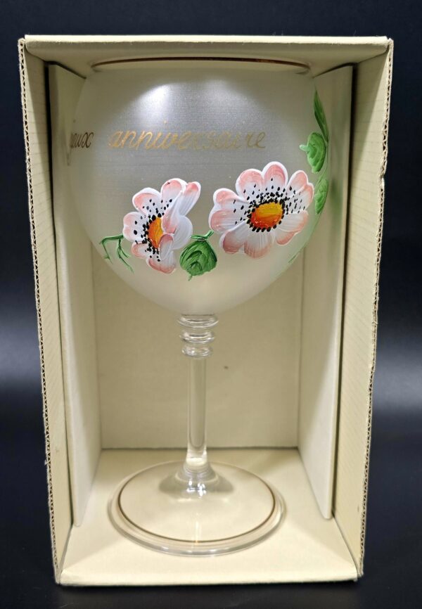 Verre à pied Cristal de Bohème Joyeux Anniversaire Or 14 Carats