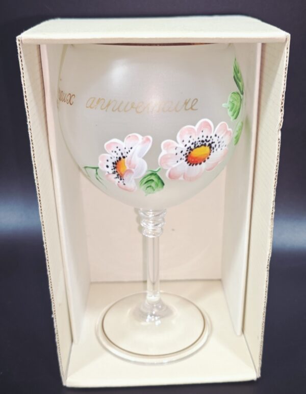 Verre à pied Cristal de Bohème Joyeux Anniversaire Or 14 Carats