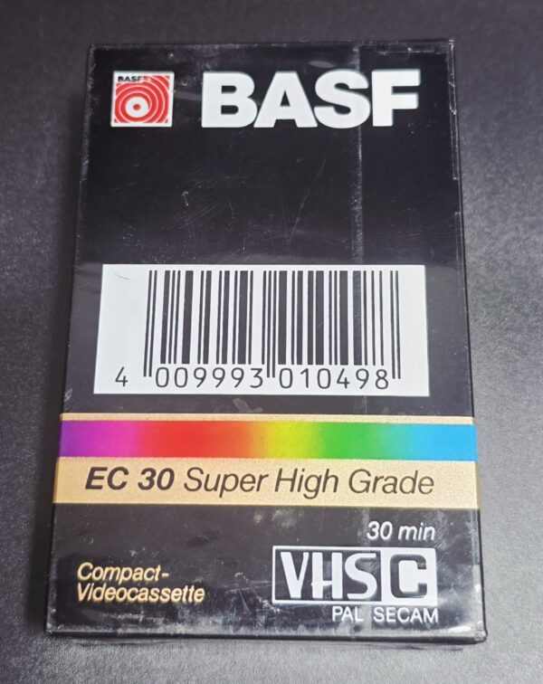 20260127_094736 Cassette Vierge VHS-C BASF EC 30 Super High Grade Neuve Sous Blister (Scellée)