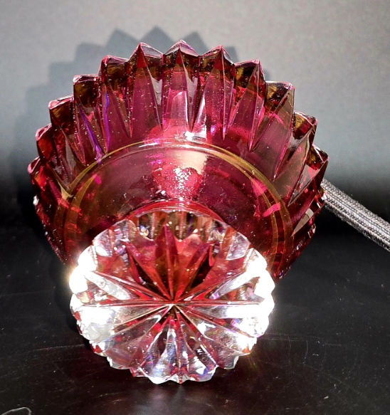 Ancien Vaporisateur de Parfum Cristal de Bohème Rouge Rubis 12cm - Style DAUM