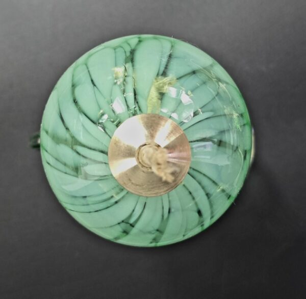 Lampe à Huile Design type Krosno - Verre Soufflé Vert Moucheté - Vintage