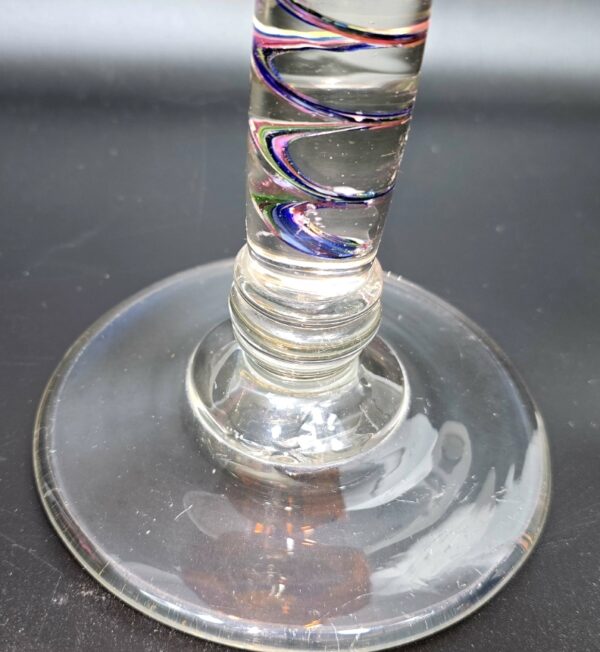 Lampe à Huile en Verre Soufflé Murano Ambre et Pied Torsadé Multicolore - 1970s