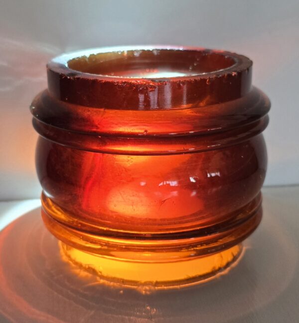 Rare Isolateur Ancien Verre Rouge Ambre (Amberina) Pièce de Collection Télégraphie/SNCF