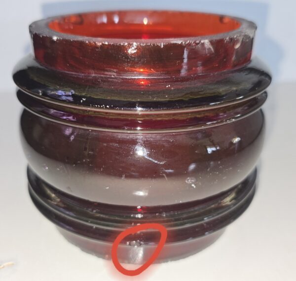 Rare Isolateur Ancien Verre Rouge Ambre (Amberina) Pièce de Collection Télégraphie/SNCF